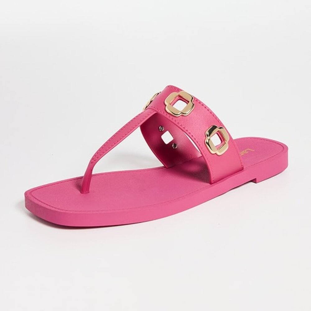 Larroude Milan S Jelly Sandals Pink Thong Slides Made in Brazil Size 4/5 - Picture 8 of 10